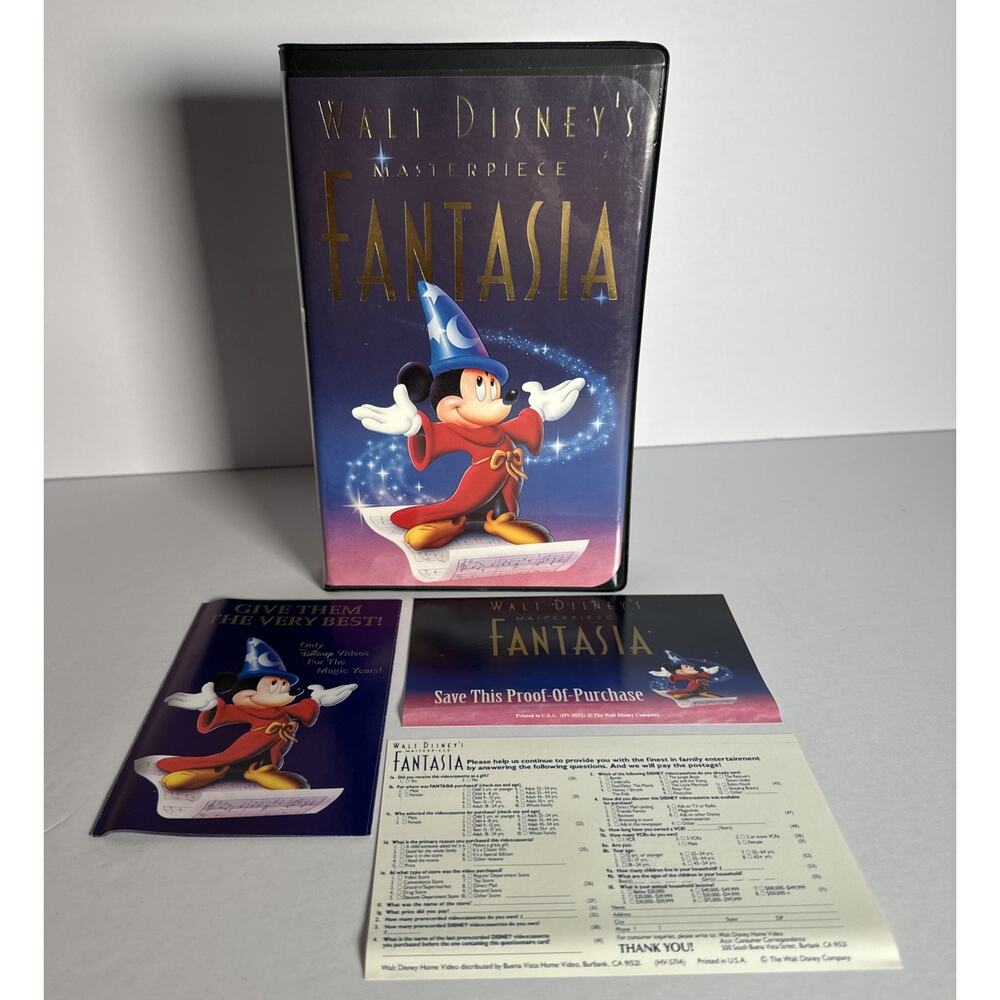 Walt Disney Fantasia VHS Video Tape Masterpiece Clamshell Case Great Condition